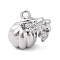 Brass Rhinestone Pendants, Cadmium Free & Nickel Free & Lead Free, Pumpkin Charms, Real Platinum Plated, 11x11.5x7.5mm, Hole: 1.2mm