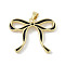 Brass Pendants, Cadmium Free & Lead Free, with Enamel, Bowknot Charms, Real 18K Gold Plated, Black, 21.5x28x3.5mm, Hole: 5x3mm