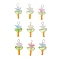 Glass Seed Beads with Imitation Austrian Crystal Beads and 304 Stainless Steel Flat Head Pins and Handmade Lampwork Beads and Iridescent Acrylic Bead Caps Pendants, Flower, Orange, 27x14x12mm, Hole: 3mm