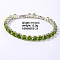 Hip-hop Brass Micro Cubic Zirconia Link Chain Bracelets for Men and Women, Yellow Green, 7-5/8 inch(19.5cm)