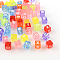 Transparent Acrylic European Beads, Random Mixed Letters, Horizontal Hole, Large Hole Cube Beads, Mixed Color, 10x10x10mm, Hole: 4mm, about 530pcs/500g
