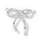 Brass Micro Pave Clear Cubic Zirconia Pendants, Bowknot, Platinum, 19x21x3.5mm, Hole: 1mm