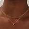 Brass Double Layer Small Letter Pendant Necklaces for Women, Golden, Letter P, 15.75 inch(40cm)