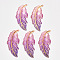 Transparent Acrylic Big Pendants, with Plated Bottom, Leaf, Medium Orchid, 61.5x27x4mm, Hole: 1.2mm