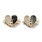 Valentine's Day Brass Micro Pave Cubic Zirconia Box Clasps, Cadmium Free & Nickel Free & Lead Free, with Shell, Real 18K Gold Plated, Heart, Black, 12x17x3.2mm, Hole: 1mm