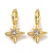 Rack Plating Brass Micro Pave Cubic Zirconia Pendants, Long-Lasting Plated, Cadmium Free & Lead Free, Star, Real 18K Gold Plated, 15.5x9x7mm, Hole: 5mm