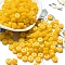 Opaque Colours Glass Seed Beads, Column, Gold, 6x3mm, Hole: 1.4mm, about 2027pcs/pound