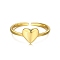 925 Sterling Silver Heart Open Cuff Rings, for Mother's Day, with 925 Stamp, Real 18K Gold Plated, 1.4mm, US Size 7(17.3mm)