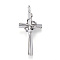 Non-Tarnish 304 Stainless Steel Pendants, Cross with Circle, Stainless Steel Color, 36x17x10mm, Hole: 4x2.5mm