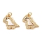 Brass Cubic Zirconia with Shell Pendants, Long-Lasting Plated, Lead Free & Cadmium Free, Dinosaur, Real 18K Gold Plated, 17.5x19.5x3mm