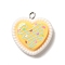 Resin Pendants, with Platinum Iron Findings, Colorful, Heart, 23x21x7mm, Hole: 2mm