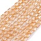Electroplate Glass Beads Strands, Faceted, AB Color, Column, Beige, 4x5~6mm, Hole: 1mm, about 80pcs/strand, 40~48cm