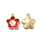 Alloy Enamel Pandants, Lead Free & Cadmium Free, Light Gold, Flower Charm, Dark Red, 16x13.5x3mm, Hole: 1.4mm
