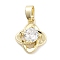 Brass Micro Pave Clear Cubic Zirconia Pendants, Cadmium Free & Nickel Free & Lead Free, Flower Charms, Real 14K Gold Plated, 13.5x11x5.5mm, Hole: 5x2.5mm