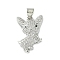 Brass Micro Pave Cubic Zirconia Pendants, Cadmium Free & Lead Free, Cat Charms, Platinum, 19x13.5x3mm, Hole: 4.5x3.5mm