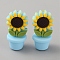 Sunflower Flowerpot Food Grade Eco-Friendly Silicone Beads, Light Sky Blue, 30x15x14mm, Hole: 2mm