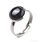 Half Round Synthetic Blue Goldstone Finger Rings, 304 Stainless Steel Adjustable Rings for Women, Round: 10mm, US Size 6(16.5mm), 3mm