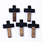 Resin & Walnut Wood Pendants, Cross, Black, 26x16x3mm, Hole: 1.8mm
