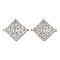 Brass Micro Pave Colorful Cubic Zirconia Hollow Connector Charms, Rhombus Links, Cadmium Free & Nickel Free & Lead Free, Real Platinum Plated, 38x45x2mm, Hole: 1.8mm