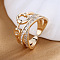 Adjustable Brass Micro Pave Cubic Zirconia Cuff Rings, Geometric Figure, Golden, Inner Diameter: 18mm