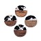 Resin & Walnut Wood Pendants, Flat Round, Black, 18x3.5mm, Hole: 2mm