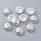 201 Stainless Steel Bead Caps, Multi-Petal, Flower, Silver, 12x5mm, Hole: 1.2mm