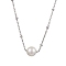 Round Natural Cultured Freshwater Pearl Pendant Necklaces, 304 Stainless Steel Satellite Chain Necklaces for Women, Stainless Steel Color, 17.64 inch(44.8cm)