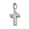 Ion Plating(IP) 304 Stainless Steel Micro Pave Cubic Zirconia Pendants, Cross Charms, Stainless Steel Color, 17.5x10x2mm, Hole: 4x2.5mm
