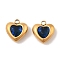 Ion Plating(IP) 304 Stainless Steel Micro Pave Cubic Zirconia Pendants, Gold, Heart, Blue, 10.5x10x5mm, Hole: 1.4mm