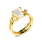 Triangle 925 Sterling Silver with Natural Moonstone Finger Rings, Golden, US Size 7(17.3mm)