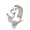 Non-Tarnish 201 Stainless Steel Word Love Finger Ring, Hollow Wide Ring for Valentine's Day, Stainless Steel Color, US Size 6 1/2(16.9mm)