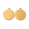 201 Stainless Steel Pendants, Flat Round with 12 Constellations Pattern Charms, Golden, 18x16.2x1mm, Hole: 1.4mm