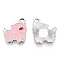 Alloy Pendants, with Enamel, Pig, Platinum, Pink, 18x15x2mm, Hole: 2.5mm