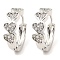 Brass with Cubic Zirconia Hoop Earrings, Heart, Platinum, 15x5x16mm