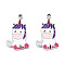 304 Stainless Steel Enamel Charms, Unicorn Charm, Stainless Steel Color, 14x8.5x1mm, Hole: 1mm