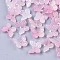 Transparent Spray Painted Glass Charms, with Glitter Powder, Butterfly, Pink, 9.5x11x3mm, Hole: 0.8mm