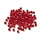 6/0 Transparent Glass Seed Beads, Round Hole, Rondelle, Red, 4~4.5x3~4mm, Hole: 0.8~1.5mm