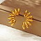 Elegant Stainless Steel Geometric Flower Stud Earrings for Women's Daily Wear, Left and Right, Real 18K Gold Plated, 28.57x14.75mm