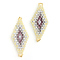 MIYUKI & TOHO Japanese Seed Beads, Handmade Links, Rhombus Loom Pattern, Silver, 42.5~44x19~20x1.5~2mm, Hole: 1~2mm