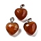 Natural Carnelian Pendants, Heart Charms with Brass Snap on Bails, Platinum, Dyed & Heated, 18x15.5x10mm, Hole: 5x3mm