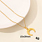 Stainless Steel Double Horn Pendant Necklaces, PVD Vacuum Plating, Real 18K Gold Plated, 15.75 inch(40cm)