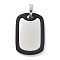 304 Stainless Steel Pendants, with Silicone, Rectangle Charms, Stainless Steel Color, 46x30x4mm, Hole: 9x9mm