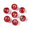 Handmade Foil Lampwork Beads, Round, Red, 10mm, Hole: 1.2~4mm