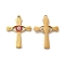 201 Stainless Steel Pendants, Cross with Enamel Evil Eye, Real 18K Gold Plated, 30x21.5x2.5mm, Hole: 1.5mm