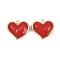 Brass Enamel Pendants, Long-Lasting Plated, Cadmium Free & Lead Free, Rack Plating, Real 18K Gold Plated, Heart Charm, Red, 26.5x30.5x9.5mm, Hole: 2.8mm