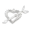 Brass Pendants, with Clear Glass, Heart with Arrow Charms, Real Platinum Plated, 21x28x5mm, Hole: 1.2mm