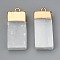 Natural Selenite Pendant, with  Iron Loops, Rectangle, Light Gold, 34~35.5x14.5~17x9~10mm, Hole: 2.5mm