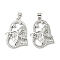Rack Plating Brass Micro Pave Cubic Zirconia Pendants, Long-Lasting Plated, Lead Free & Cadmium Free, Heart with Butterfly Charms, Platinum, 27.5x19.5x4.5mm, Hole: 5x3mm