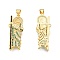Brass Micro Pave Cubic Zirconia Pendants, Cadmium Free & Lead Free, Saint, Real 18K Gold Plated, 35x13.5x3.5mm, Hole: 3.5x4mm