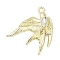Alloy Pendants with Rhinestone, Rack Plating, Cadmium Free & Nickel Free & Lead Free, Swallow Shape, Golden, 26x23.5x5.5mm, Hole: 1.8mm